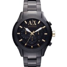 Armani Exchange Chronograph Black Dial Black Ip Stainless Steel Mens Watch