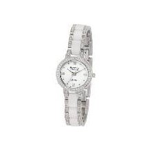 Armitron 753919wtsv Swarovski Crystal Accented Silvertone & White Ceramic Watch