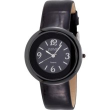 August Steiner As8028bk Ceramic Case Fashion Leather Strap Womens Watch