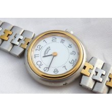 Auth. Ladies Hermes Profil 2 Tone Watch. Nice Condition. Reasonably Priced. Box.