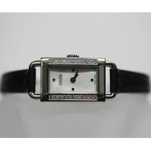 Authentic Ladies Coach Diamond Watch Mother-of Pearl Dial Leather Strap $500