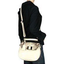 Badgley Mischka Liz Snake Python Bone Saffiano Top Handle Tote Bag