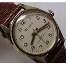 Belair Ladies 17Jwl Gold Unusual Dial Watch w/ Strap