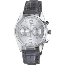Bell & Ross Men's 'vintage' Silver Dial Grey Strap Chronograph Watch