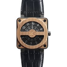 Bell & Ross Men's Aviation BR01 Black Dial Watch BR01-92-Compass-Rose-Gold-Carbon