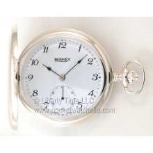 Bernex 22504a Swiss Solid Sterling Silver 925 Pocket Watch - Hunting Case