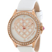 Betsey Johnson Rose Goldtone Case & Quilted Heart Dial with White