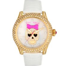 Betsey Johnson White Gold Case Watch with Mother of Pearl Dial