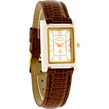 Beverly Hills Polo Ladies Rose Gold Silver Two Tone Leather Watch 52276