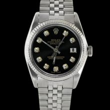 Black diamond dial datejust gents watch fluted bezel SS jubilee bracelet - Black - Stainless Steel