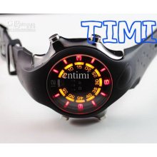 Black Fashion Silicone Binary Led Watch Mens Sport Diving Digital Wr