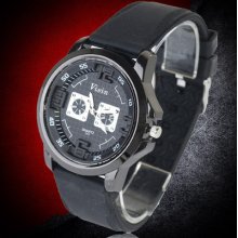 Black Newest Luxury Casual Sport Men Quartz Hour Clock Rubber Analog Wrist Watch