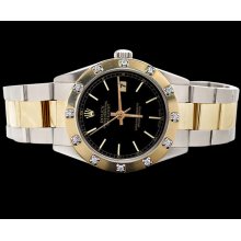 Black stick dial datejust watch rolex pearl master diamond SS & gold oyster