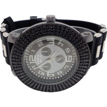 Bling Ice 4 Row Black Diamond Black Gold Iced Look Hip Hop Watch JoJo JoJino