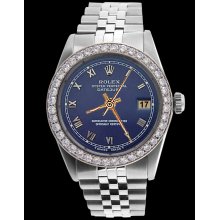 Blue roman dial datejust gents watch jubilee SS bracelet rolex diamond bezel - Blue - Stainless Steel