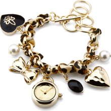Bnib Lipsy Gold Dial Charm Bracelet Leopard Printed Watch Lp077