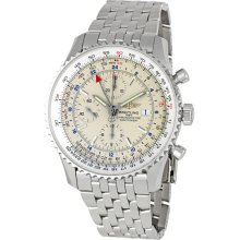 Breitling Navitimer World Mens Stainless Steel Watch with Silver Dial A2432212-G571SS