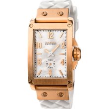 Brera 'Francesca' Rectangular Silicone Strap Watch Rose Gold