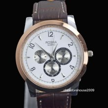 Brown Fashion Style Boys Men Gentleman Gift Leather Quartz Wristwatch Rs3wb