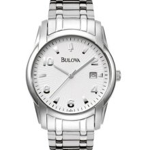 Bulova 96b014 Stainless Steel Silver Tone Dial Link Bracelet Watch