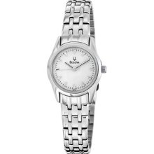 Bulova 96l127 Womens Silver White Dial S.steel Analog Quartz Watch