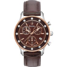 Bulova 98R160 Ladies Watch Precisionist Brown Dial Brown Leather Strap