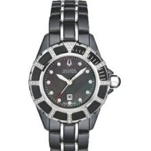 Bulova Accutron Mirador Ladies` Black Mother-of-pearl & 50 Diamond Watch