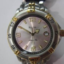 Bulova Marine Star Men's Watch Quartz All Stainless S Two Tone Original Japan