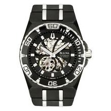 Bulova Men`s Black Mechanical Watch With Skeleton Dial Bulova Men`s Black Mechanical Watch With Skeleton Dial