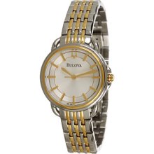 Bulova Womens Dress Watch Silver/White Dial with Gold-Tone 98L165