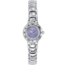 Bulova Womens Fancy Blue Dial Silver Stainless Steel Petite Dress Watch - 43l00