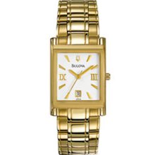 Bulova Women's Gold Tone W/Rectangular White Dial Corporate Collection Corporate Collection