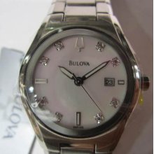 Bulova Women's Watch Quartz Diamond All Stainless S White Mop Original Japan