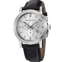Burberry Women's 'large Check' Silver Dial Chronograph Strap Watch