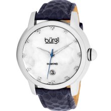 Burgi Women's Diamond Swiss Quartz Date Blue Strap Watch (Ladies diamond quartz strap watch)