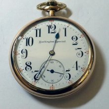 Burlington Special Men's Pocket Watch Size 12 Open Face 19 Jewels Runs