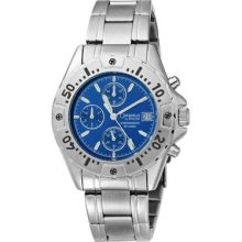 Caravelle By Bulova Men's 43b17 Stainless Steel Bracelet Blue Dial Watch