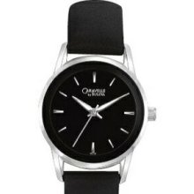 Caravelle Ladies` Black Round Dial Silver-tone Dress Watch W/ Black Strap