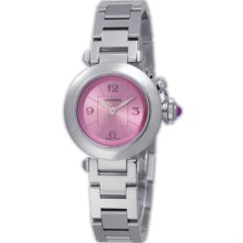 Cartier Miss Pasha Stainless Steel Watch Pink Arabic Dial W3140023