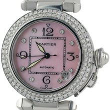 Cartier Pasha C 2324 Custom Diamond Bezel & Pearl Dial Automatic Ladies Watch