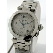 Cartier Pasha C Silver Checkered Dial Automatic With Date 36mm Unisex Watch