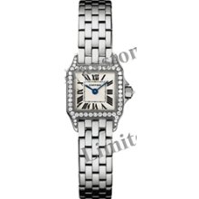 Cartier Santos Demoiselle White Gold Ladies Diamond Watch Silver Face WF9005Y8