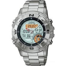 Casio Amw704d-7a Stainless Steel Moon Phase Hunting Timer Thermometer Watch