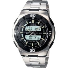 Casio Analog-digital Aq-164wd-1a Black Silver Active Dial Dual Time (aq164wd-1a)