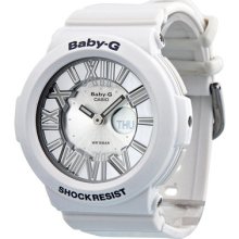 Casio Baby-g Neon Illuminator Silver Dial White Resin Ladies Watch Bga160-7b1cr