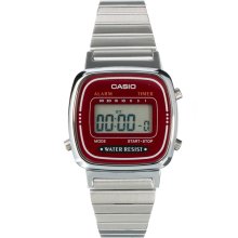 Casio Burgundy & Silver Mini Digital Watch Burgundy