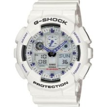 Casio G-Shock Analog Digital Grey Dial White Mens Watch GA100A-7A ...