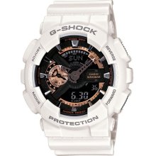 Casio Mens G-Shock XL Ana-Digi Resin Watch - White Resin Band - Black Dial - GA110RG-7