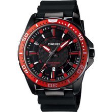 Casio Mtd-1072-4av Mens Quartz Gents Analog Sports Watch Black & Red