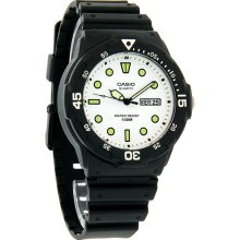 Casio Sport Dive Mens White Day/Date Black Rubber Strap Quartz Watch Mrw200h-7Ev